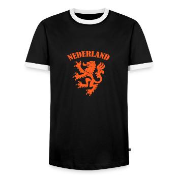 lion T-shirt nederland - cadeau football wm - T-shirt contrasté Homme - noir/blanc - Devant - AI Model Female 172 light (172cm) & AI Model Male 178 light (178cm)