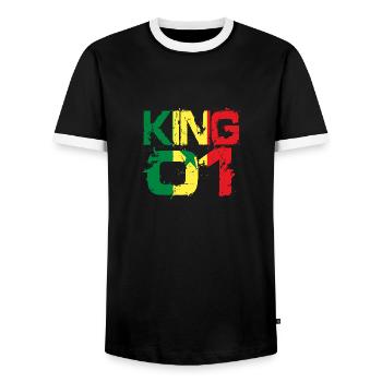 Geschenk King 01 Land Partner Senegal - Männer Kontrast-T-Shirt - Schwarz/Weiß - Vorne - AI Model Female 172 light (172cm) & AI Model Male 178 light (178cm)