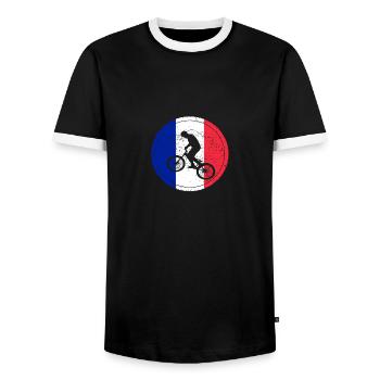 Bicycle bmx love biking France - Men's Ringer Shirt - black/white - Front - AI Model Female 172 light (172cm) & AI Model Male 178 light (178cm)
