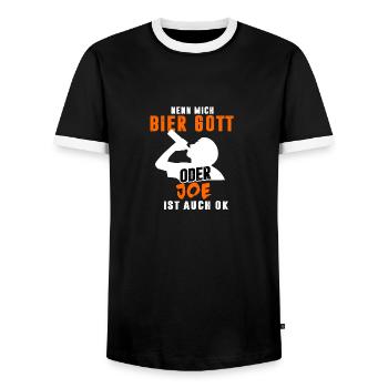 NENN MICH JOE - Männer Kontrast-T-Shirt - Schwarz/Weiß - Vorne - AI Model Female 172 light (172cm) & AI Model Male 178 light (178cm)