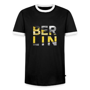 Berlin U Bahn - Männer Kontrast-T-Shirt - Schwarz/Weiß - Vorne - AI Model Female 172 light (172cm) & AI Model Male 178 light (178cm)