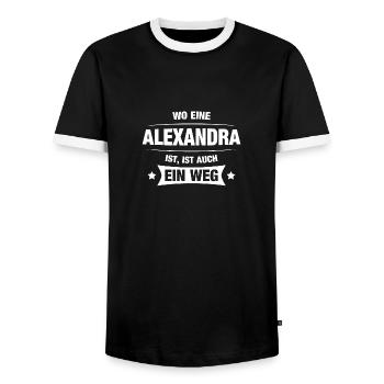 ALEXANDRA Spruch Geschenkidee Geburtstag Witzig - Männer Kontrast-T-Shirt - Schwarz/Weiß - Vorne - AI Model Female 172 light (172cm) & AI Model Male 178 light (178cm)