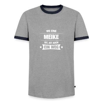 MEIKE Spruch Geschenkidee Geburtstag Witzig Cool - Männer Kontrast-T-Shirt - Grau/Navy  - Vorne - AI Model Female 172 light (172cm) & AI Model Male 178 light (178cm)