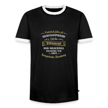 ich bin Bauleiter - Männer Kontrast-T-Shirt - Schwarz/Weiß - Vorne - AI Model Female 172 light (172cm) & AI Model Male 178 light (178cm)
