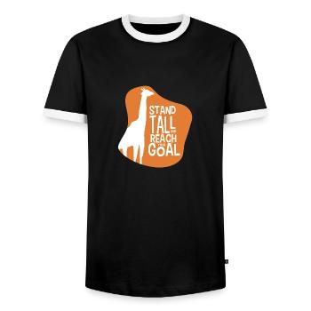 Stand Tall and reach your Goal Giraffe Motivation - Männer Kontrast-T-Shirt - Schwarz/Weiß - Vorne - AI Model Female 172 light (172cm) & AI Model Male 178 light (178cm)