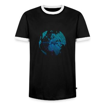 Compass world - Men's Ringer Shirt - black/white - Front - AI Model Female 172 light (172cm) & AI Model Male 178 light (178cm)
