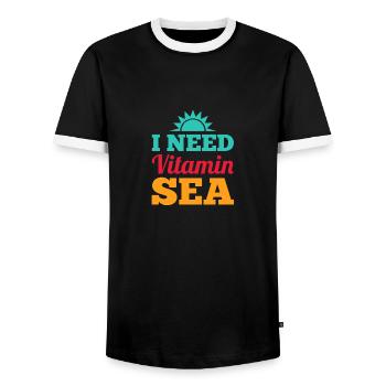 J'ai besoin de VITAMIN LAC - plage s'il vous plaît cadeau mer - T-shirt contrasté Homme - noir/blanc - Devant - AI Model Female 172 light (172cm) & AI Model Male 178 light (178cm)