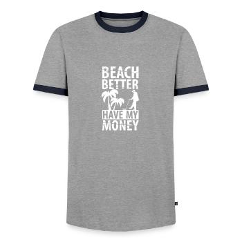 Recherche de trésor - T-shirt contrasté Homme - gris/marine  - Devant - AI Model Female 172 light (172cm) & AI Model Male 178 light (178cm)