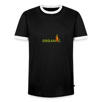 Organic. Bio. Eat. - Men's Ringer Shirt - black/white - Front - AI Model Female 172 light (172cm) & AI Model Male 178 light (178cm)