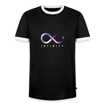 Infinity - Infinity - Men's Ringer Shirt - black/white - Front - AI Model Female 172 light (172cm) & AI Model Male 178 light (178cm)