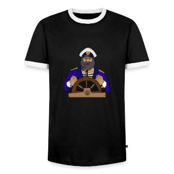 Kapitän - Seefahrer - Männer Kontrast-T-Shirt - Schwarz/Weiß - Vorne - AI Model Female 172 light (172cm) & AI Model Male 178 light (178cm)
