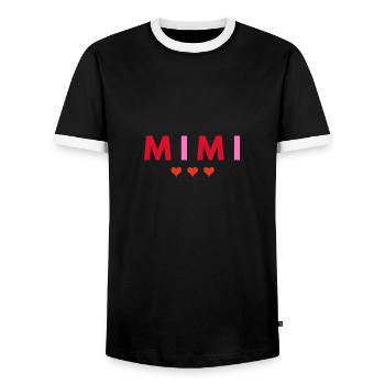 MIMI - Men's Ringer Shirt - black/white - Front - AI Model Female 172 light (172cm) & AI Model Male 178 light (178cm)