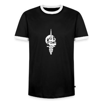 Skull Knife - Men's Ringer Shirt - black/white - Front - AI Model Female 172 light (172cm) & AI Model Male 178 light (178cm)