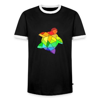 Regenbogen Geometrische Figuren Schildkröte - Männer Kontrast-T-Shirt - Schwarz/Weiß - Vorne - AI Model Female 172 light (172cm) & AI Model Male 178 light (178cm)