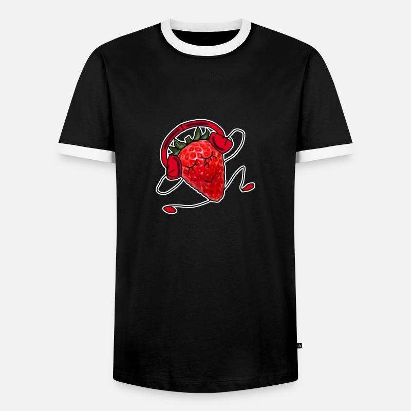 Erdbeere - Männer Kontrast-T-Shirt - Schwarz/Weiß
