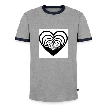 Cœurs Mêlés Blanc - T-shirt contrasté Homme - gris/marine  - Devant - AI Model Female 172 light (172cm) & AI Model Male 178 light (178cm)