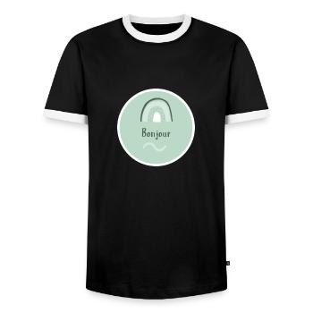 Bonjour - Men's Ringer Shirt - black/white - Front - AI Model Female 172 light (172cm) & AI Model Male 178 light (178cm)