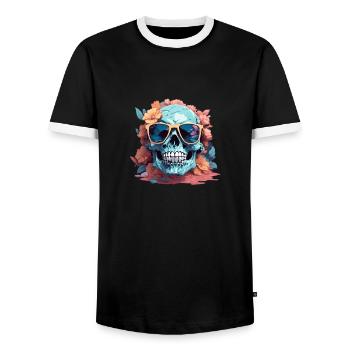 Crâne frais avec lunettes de soleil - T-shirt contrasté Homme - noir/blanc - Devant - AI Model Female 172 light (172cm) & AI Model Male 178 light (178cm)