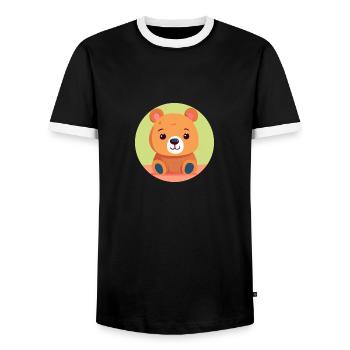 Kuschelbär-Grinsen - Männer Kontrast-T-Shirt - Schwarz/Weiß - Vorne - AI Model Female 172 light (172cm) & AI Model Male 178 light (178cm)