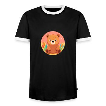 Sun Salutation Bear - Men's Ringer Shirt - black/white - Front - AI Model Female 172 light (172cm) & AI Model Male 178 light (178cm)
