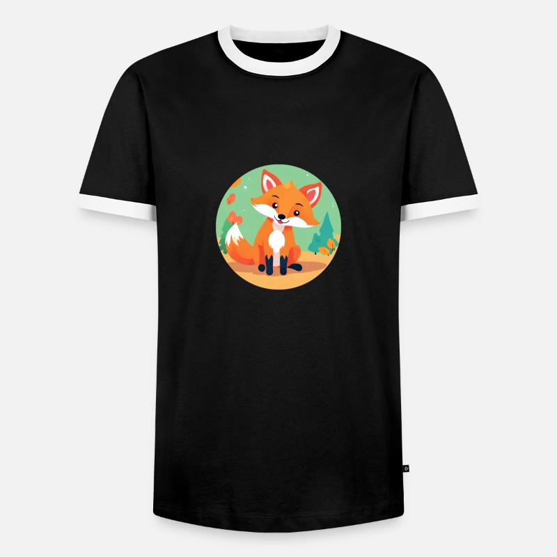 Fuchs im Herbstwald - Männer Kontrast-T-Shirt - Schwarz/Weiß