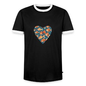 Bonheur aquatique du cœur - T-shirt contrasté Homme - noir/blanc - Devant - AI Model Female 172 light (172cm) & AI Model Male 178 light (178cm)