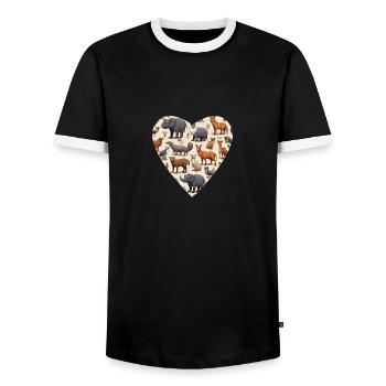 Animal kingdom a matter of the heart - Men's Ringer Shirt - black/white - Front - AI Model Female 172 light (172cm) & AI Model Male 178 light (178cm)
