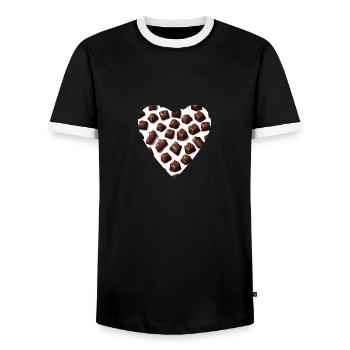 Sweet Seduction Chocolate Heart - Men's Ringer Shirt - black/white - Front - AI Model Female 172 light (172cm) & AI Model Male 178 light (178cm)