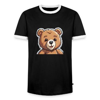 Ours en peluche joyeux - T-shirt contrasté Homme - noir/blanc - Devant - AI Model Female 172 light (172cm) & AI Model Male 178 light (178cm)