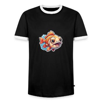Erstaunter Goldfisch - Männer Kontrast-T-Shirt - Schwarz/Weiß - Vorne - AI Model Female 172 light (172cm) & AI Model Male 178 light (178cm)