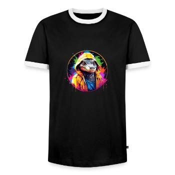 Crocodile avec sweat à capuche - T-shirt contrasté Homme - noir/blanc - Devant - AI Model Female 172 light (172cm) & AI Model Male 178 light (178cm)