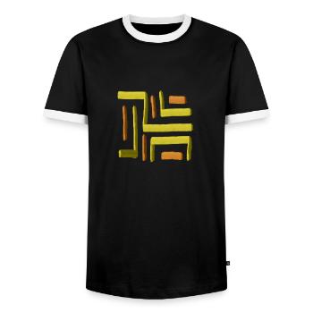 Yellow Paint Maze - Men's Ringer Shirt - black/white - Front - AI Model Female 172 light (172cm) & AI Model Male 178 light (178cm)