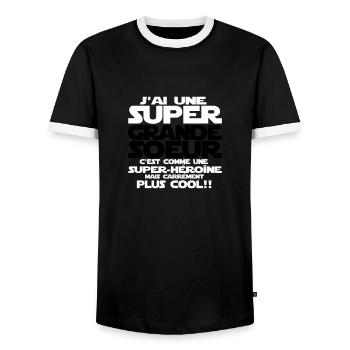 j'ai une super grande sœur - T-shirt contrasté Homme - noir/blanc - Devant - AI Model Female 172 light (172cm) & AI Model Male 178 light (178cm)