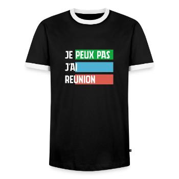 Je peux pas jai reunion - T-shirt contrasté Homme - noir/blanc - Devant - AI Model Female 172 light (172cm) & AI Model Male 178 light (178cm)