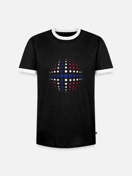 geo_dotsphere_norway_3c02 - Men's Ringer Shirt - black/white