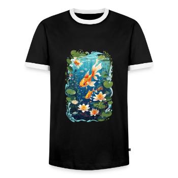 Aquarium - Men's Ringer Shirt - black/white - Front - AI Model Female 172 light (172cm) & AI Model Male 178 light (178cm)