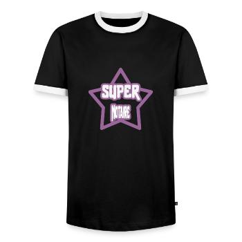 Super Notaire cadeau - T-shirt contrasté Homme - noir/blanc - Devant - AI Model Female 172 light (172cm) & AI Model Male 178 light (178cm)