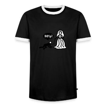 Marié - aide - T-shirt contrasté Homme - noir/blanc - Devant - AI Model Female 172 light (172cm) & AI Model Male 178 light (178cm)