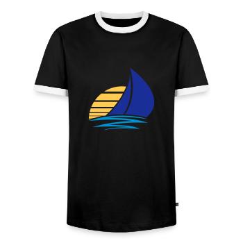 soleil voile logo conception bateau à voile bateau - T-shirt contrasté Homme - noir/blanc - Devant - AI Model Female 172 light (172cm) & AI Model Male 178 light (178cm)
