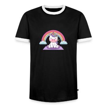 licorne de yoga - T-shirt contrasté Homme - noir/blanc - Devant - AI Model Female 172 light (172cm) & AI Model Male 178 light (178cm)