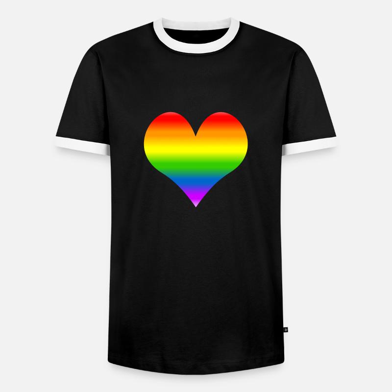 Regenbogenherz - Männer Kontrast-T-Shirt - Schwarz/Weiß