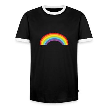 rainbow cool lgbt gay homo retro - Men's Ringer Shirt - black/white - Front - AI Model Female 172 light (172cm) & AI Model Male 178 light (178cm)