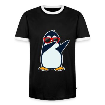 Pingouin tamponnant - T-shirt contrasté Homme - noir/blanc - Devant - AI Model Female 172 light (172cm) & AI Model Male 178 light (178cm)