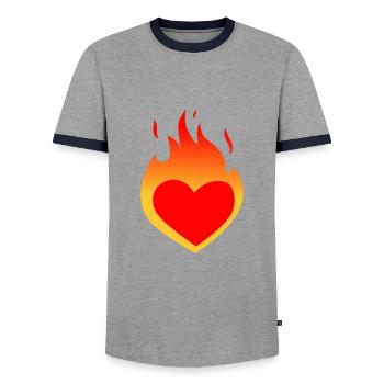 Brennendes Herz - Männer Kontrast-T-Shirt - Grau/Navy  - Vorne - AI Model Female 172 light (172cm) & AI Model Male 178 light (178cm)