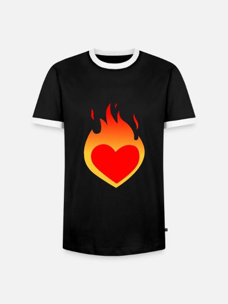 Cœur brûlant - T-shirt contrasté Homme - noir/blanc