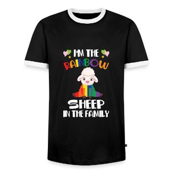 I'm The Rainbow Sheep In The Family Lesbian Love G - Männer Kontrast-T-Shirt - Schwarz/Weiß - Vorne - AI Model Female 172 light (172cm) & AI Model Male 178 light (178cm)