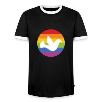 Peace Weltfrieden Flower Power Geschenk 70er Love - Männer Kontrast-T-Shirt - Schwarz/Weiß - Vorne - AI Model Female 172 light (172cm) & AI Model Male 178 light (178cm)