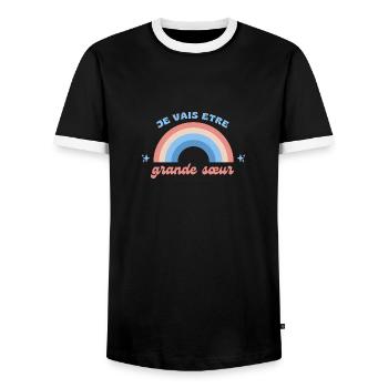 je vais etre grande sœur - T-shirt contrasté Homme - noir/blanc - Devant - AI Model Female 172 light (172cm) & AI Model Male 178 light (178cm)