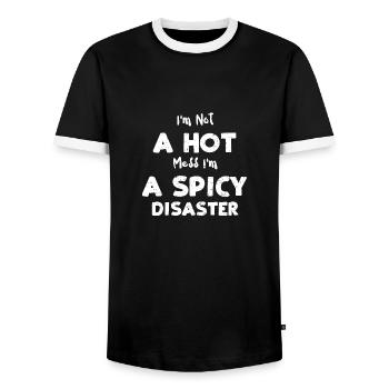 I'm Not A Hot Mess I'm A Spicy D... - Männer Kontrast-T-Shirt - Schwarz/Weiß - Vorne - AI Model Female 172 light (172cm) & AI Model Male 178 light (178cm)