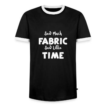 Sew Much Fabric Sew Little Time - Men's Ringer Shirt - black/white - Front - AI Model Female 172 light (172cm) & AI Model Male 178 light (178cm)